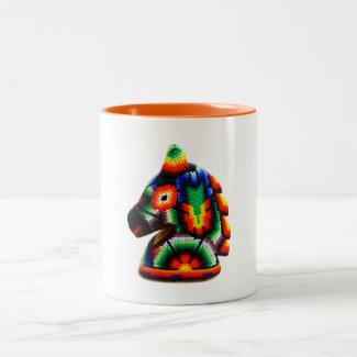 Taza De Café Huichol Beaded Horse Mexican Art on a