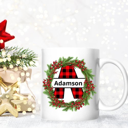 Taza de navidad  personalizada con letra A  Coffee Mug