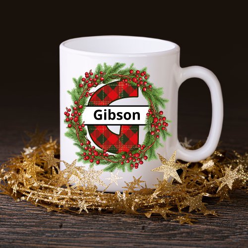 Taza de navidad  personalizada con letra G  Coffee Mug