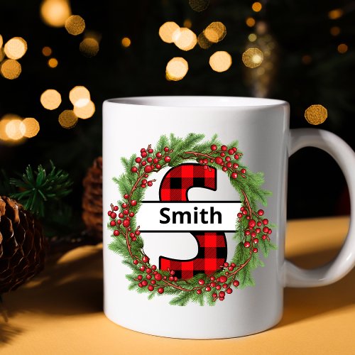 Taza de navidad  personalizada con letra S  Coffee Mug