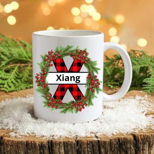 Taza de navidad  personalizada con letra X  Coff Coffee Mug