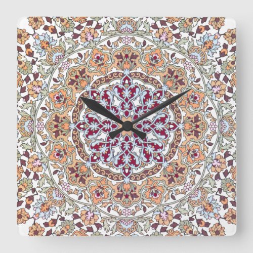 Tazhib decorado del arte persa mandala persa square wall clock