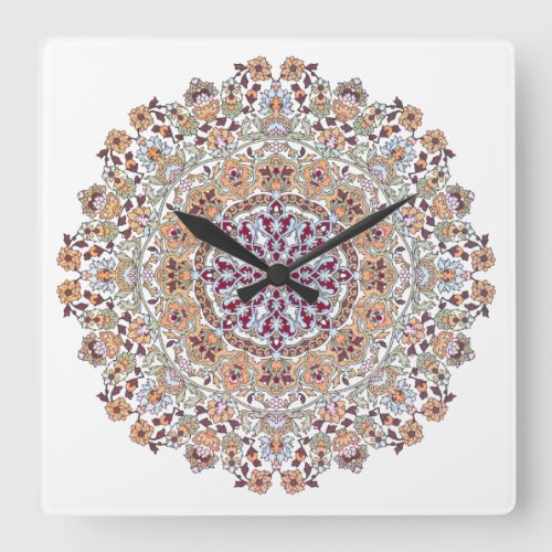 Tazhib decorado del arte persa mandala persa square wall clock