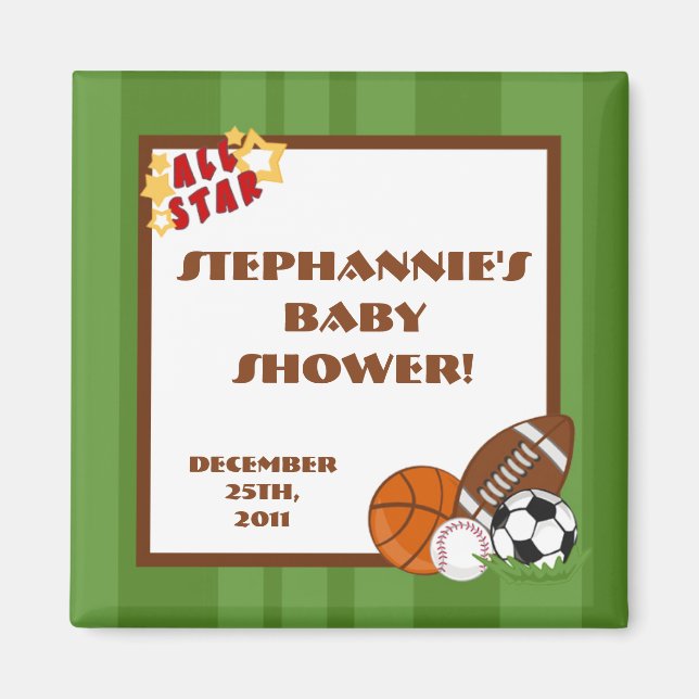 {TBA} 2"x2" All Star Green Party Favor Magnet (Front)