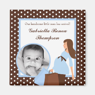 {TBA} 2"x2" Blue Mod Mom Polk Announcement Magnet