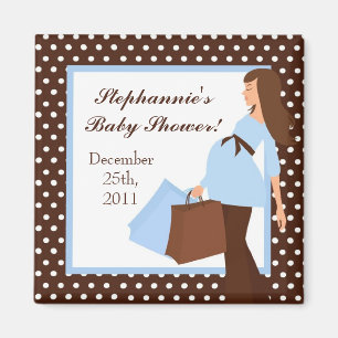 {TBA} 2"x2" Blue Mod Mom Polka Party Favor Magnet
