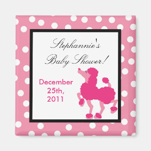 {TBA} 2"x2" Pink Poodle Paris Party Favor Magnet