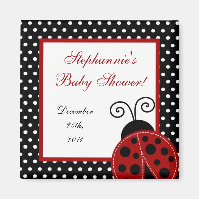 {TBA} 2"x2" Red Ladybug Party Favor Magnet (Front)