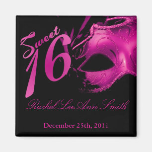 {TBA} 2"x2" Sweet 16 Hot Pink Party Favor Magnet