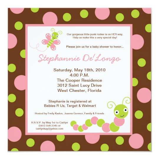 {TBA} 5x5 Spring Bug Butterfly Baby Shower Invite