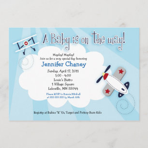 {TBA} AVIATOR Airplane 5x7 Baby Shower Invitation