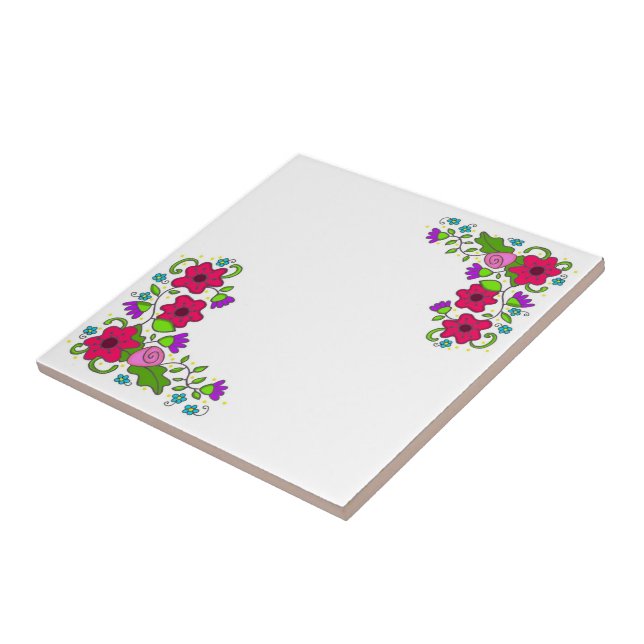 TBA AWARD - Ukrainian Floral Motif Folk Art Ceramic Tile (Side)