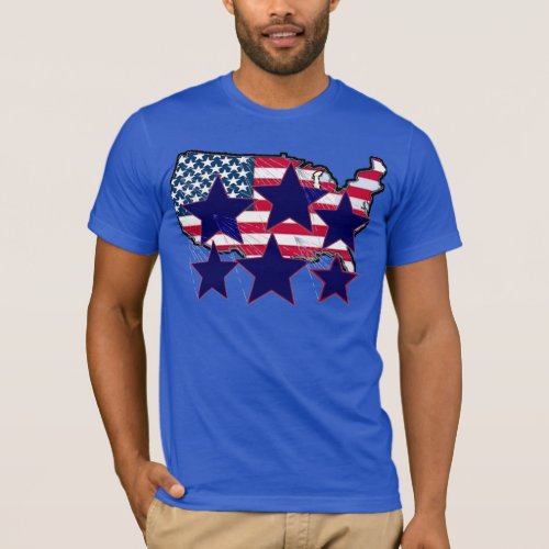 TBA AWARD Winner American Map Flag With Stars T_Shirt
