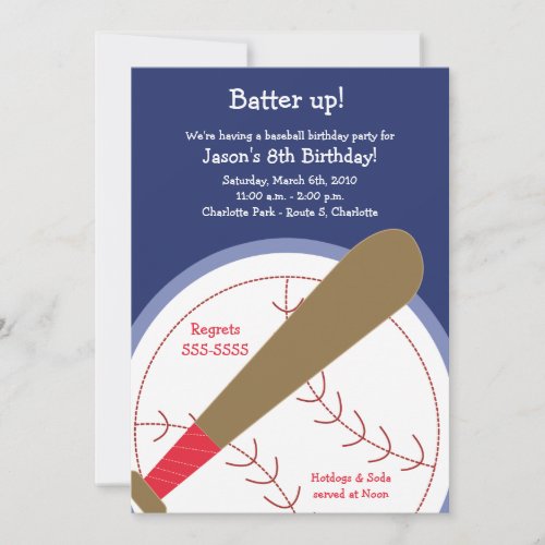 {TBA} BASEBALL Batter Up Birthday Invitation
