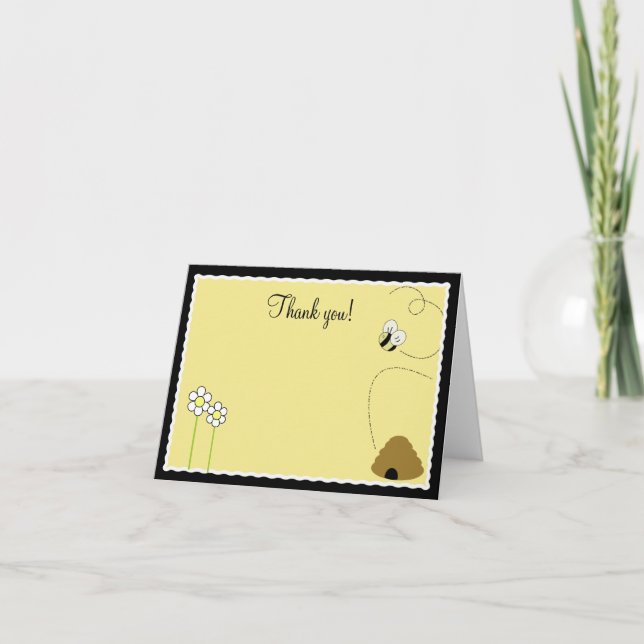 {TBA} Bee Happy Bumble Bee Folded Thank you notes (Front)