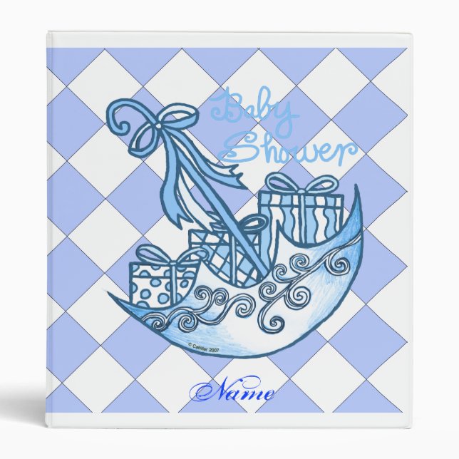TBA Blue Boy Baby Shower 3 Ring Binder (Front)