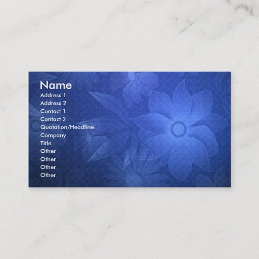 Customizable -TBA - Blue Floral Deco Business Cards