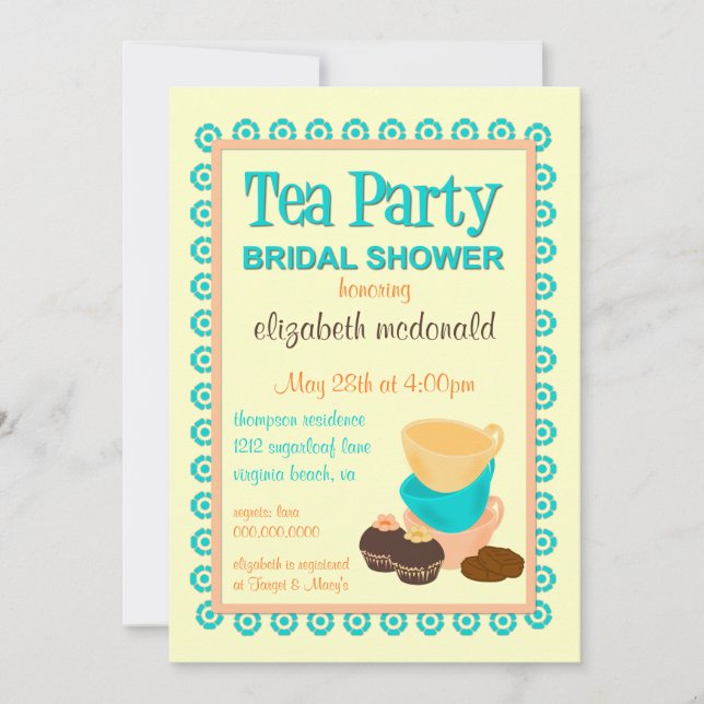 TBA - Bridal Shower Tea Party Invitation (Front)