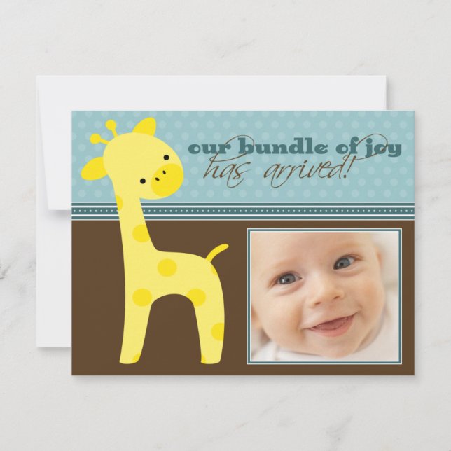 {TBA} Bundle of Joy Giraffe Birth Announcement (Front)