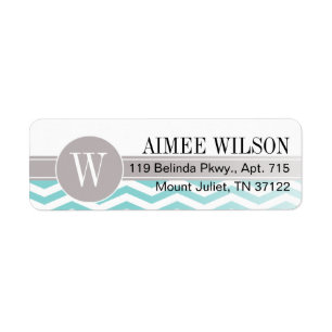 ::TBA:: Chic Chevron Monogram teal Label