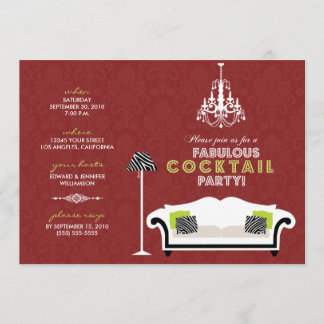 {TBA} Chic Zebra Cocktail Party Invitation (red)