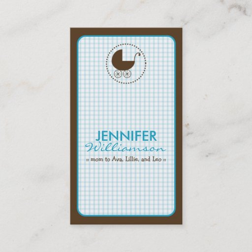 Customizable {TBA} Chocolate Carriage Mommy Calling Card: aqua Business Card Template