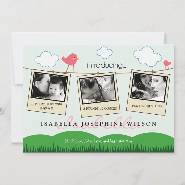 {TBA} Clothesline Birth Announcement (Front)
