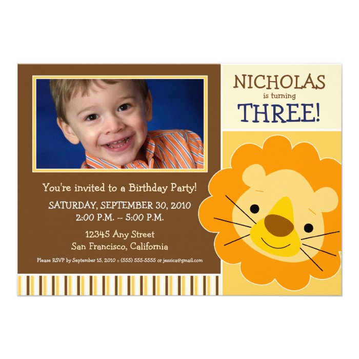 {TBA} Darling Lion Boys Birthday Invite (yellow)