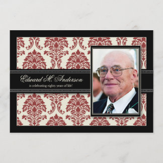 {TBA} Golden Years Damask Birthday Invite (red)