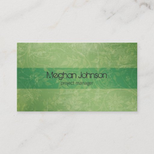 Customizable {TBA} Grunge Floral Green Trendy Business Card