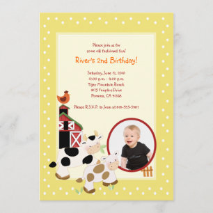 {TBA} Moo Cow Farm Barnyard *PHOTO* Birthday Invitation