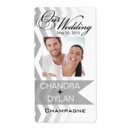 ::TBA:: Ombre Chevron Style! silver Wine Photo Label
