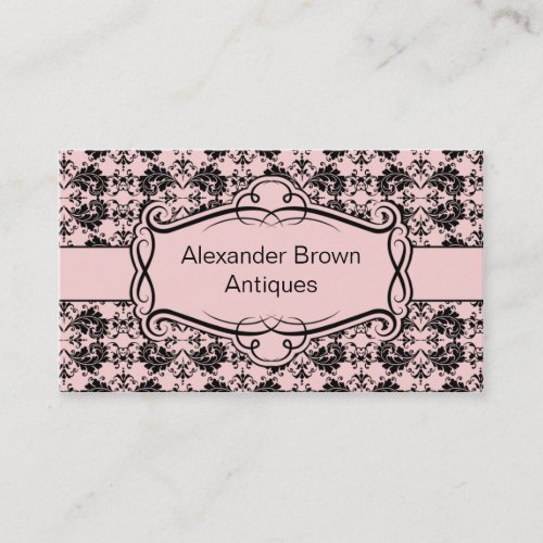 TBA - Pink and Black Damask Business Card