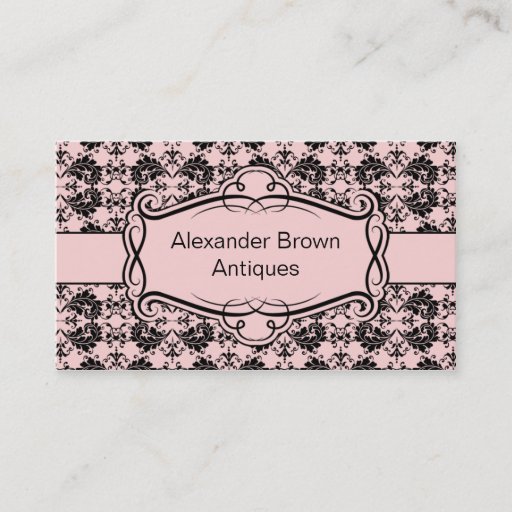 Customizable TBA - Pink and Black Damask Business Card