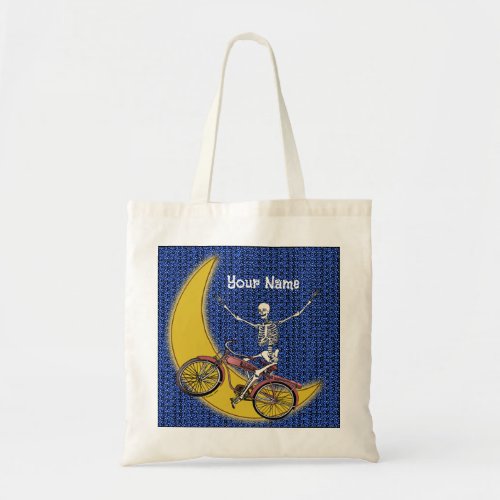 TBA Skeleton Riding Bike Tote Bag