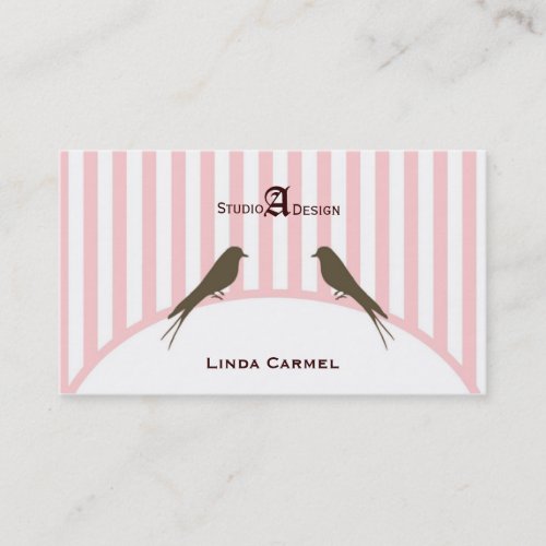 (TBA) (Top10 ï¼‰Pink Stripe Birds Business Card