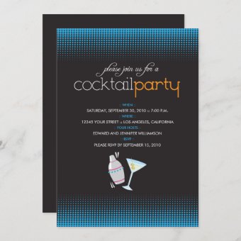 {TBA} Trendy Cocktail Party Invitation (aqua blue) | Zazzle