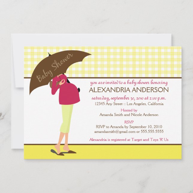 {TBA} Umbrella Mommy Baby Shower Invite (yellow) (Front)