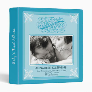 {TBA} Vintage Victorian Baby's First Album: aqua 3 Ring Binder