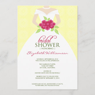 {TBA} Wedding Dress Bridal Shower Invite (yellow)