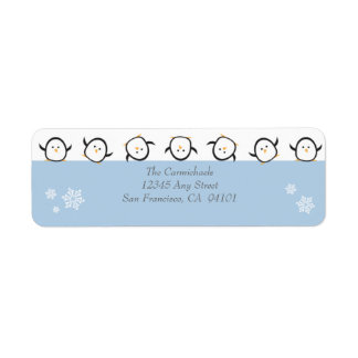 {TBA} Whimsical Penguins Address Labels (blue)