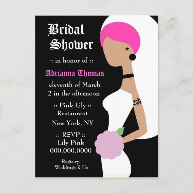 TBA WINNER 311-PINK TATTOO BRIDAL INVITATION (Front)