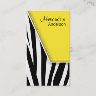 {TBA} Zany Hip Zebra Print Business Cards (yellow)