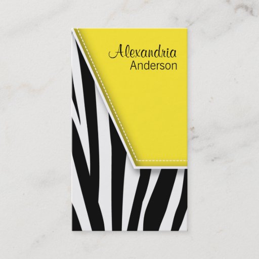 Customizable {TBA} Zany Hip Zebra Print Business Cards (yellow)