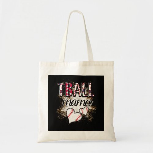 Tball Mama Leopard Bleached Tee Tball Heart Mother Tote Bag