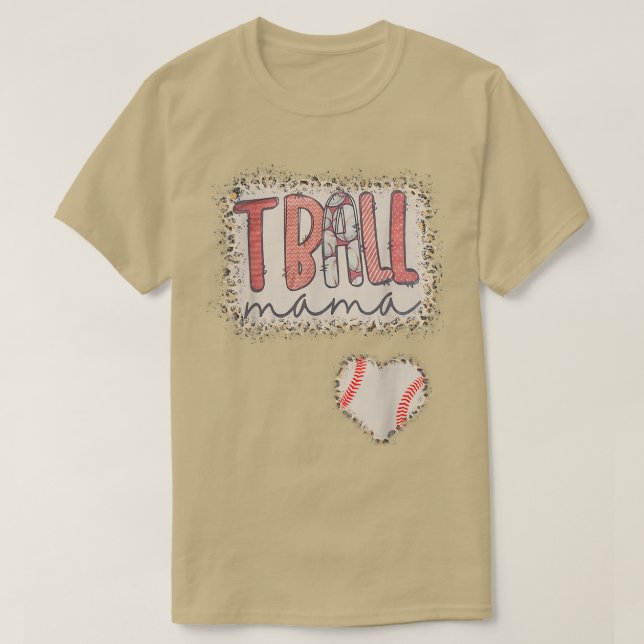 Tball Mama Leopard Bleached Tee Tball Heart Women  (Design Front)