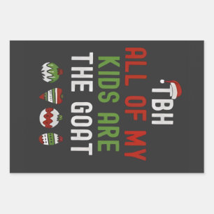 Tbh All Of My Kids Are Goats Christmas Matching Wrapping Paper Sheets