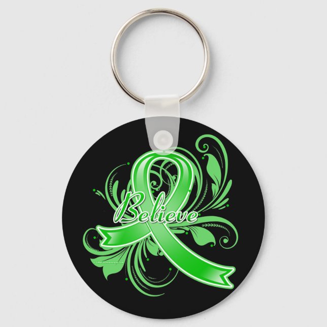 TBI Believe Flourish Ribbon Keychain (Front)