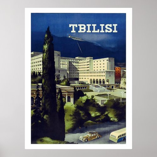 Tbilisi Georgia big city vintage travel poster