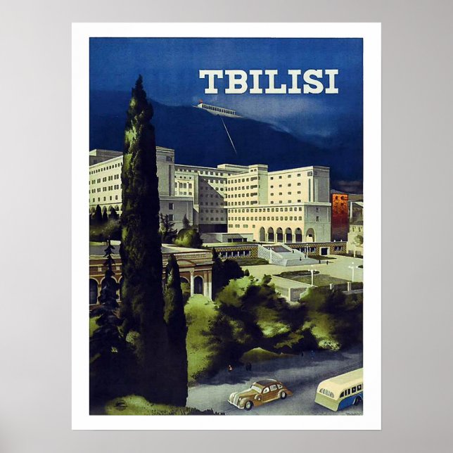 Tbilisi, Georgia, big city, vintage travel poster (Front)